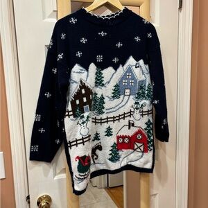 Vintage 90s Nutcracker Winter Village Scene Sweater | Made in USA | Large